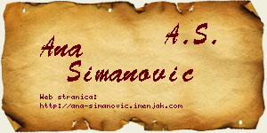 Ana Simanović vizit kartica